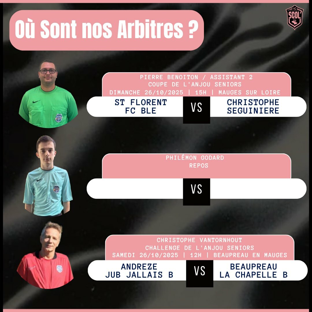 PROGRAMME DE NOS ARBITRES