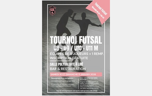 🩷 TOURNOI FUTSAL DU SCOL 10 &amp; 11 JANVIER ⚫